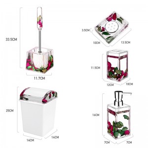 Acrylic Bathroom Accessories Toothbrush Holder Soap Dispenser Soap Dish Trash Can Bathroom Set