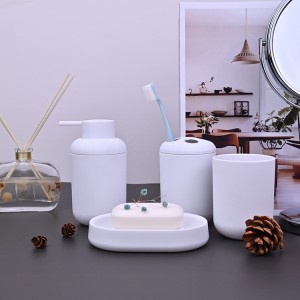 Bathroom Accessories Set 6 Pcs Plastic Gift Set (Grey)