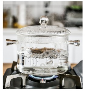 Home cookware glass soup pot cooking pot with handles microwaveable tempered glass bowl glass pots for cooking