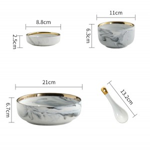 Hot Sale Nordic Style Golden Edge Dishes & Plates Porcelain Dinnerware Sets Luxury Round Dinner Set Dinnerware