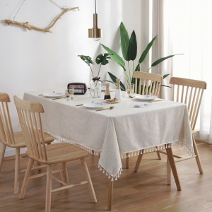 Restaurant Washed Woven Table Cloth 90 Cotton Linen Textile Rectangular Round Table Clothes with Tassel