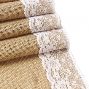 Burlap Lace Hessian Rustic Jute Wedding Party Baby Shower Dining Decoration Table Runner