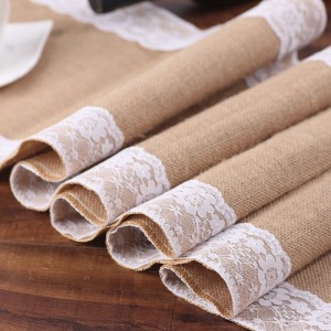 Burlap Lace Hessian Rustic Jute Wedding Party Baby Shower Dining Decoration Table Runner
