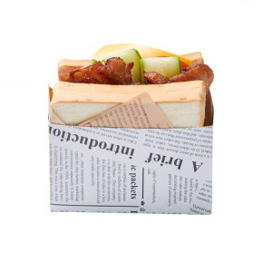 Wholesale Food Grade Hamburger Sandwich Packaging Box Disposable Take Away Paper Packaging Bag for Food