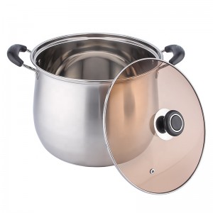 10 Liter 26CM Stainless Steel Casserole Bakelite Handle Cookware Large Tall Stock Pot With Glass Lid