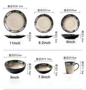 Luxury Home Decor Striped Hotel Royal New Steak Mug Dinner Dishes Bowl Plate Fine Ceramic Dinnerware Set