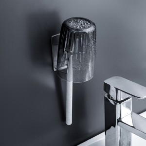 Wall mounted toothbrush rack non perforated toothpaste toothbrush storage rack bathroom accessories mouthwash cup