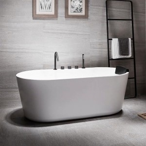 Modern simple design hotel bathroom tub best acrylic fiberglass bath soaking large oval freestanding white bathtub for adults