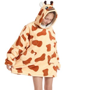 Manufacture Designer Blanket Hoodie Wearable Flannel Hoodie Blanket For Kids