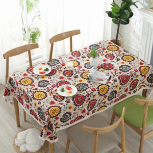 Bohemian Style Rectangle Tablecloth Linen Lace Table Cloth for Dinner Parties Table Cover