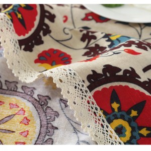 Bohemian Style Rectangle Tablecloth Linen Lace Table Cloth for Dinner Parties Table Cover