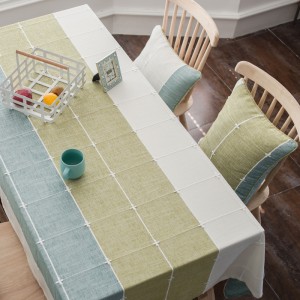 Fashion plaid stitching color tablecloth fabric cotton and linen simple home dining tablecloth coffee table cloth