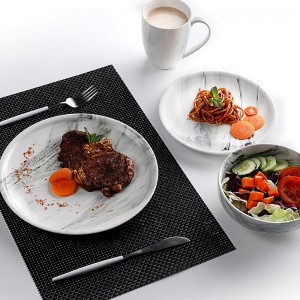 Two-Eight Ceramics Wholesale Oem Dinnerware Sets Marble Plates Luxury Ceramic Dinner Set Crockery Porcelain Dinnerware Sets