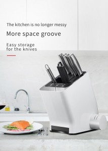 Amazon Hot Multi-function UV Disinfection Knife Holder Kitchen Appliances Hot Air Dryer Clear Knife Block Set