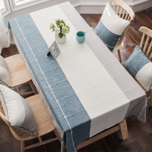Fashion plaid stitching color tablecloth fabric cotton and linen simple home dining tablecloth coffee table cloth