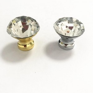 Aluminium furniture hardware 30mm diameter crystal round cabinet gold pull knob