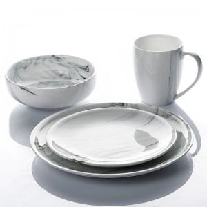 Two-Eight Ceramics Wholesale Oem Dinnerware Sets Marble Plates Luxury Ceramic Dinner Set Crockery Porcelain Dinnerware Sets