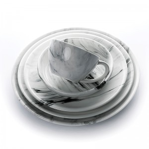 Two-Eight Ceramics Wholesale Oem Dinnerware Sets Marble Plates Luxury Ceramic Dinner Set Crockery Porcelain Dinnerware Sets