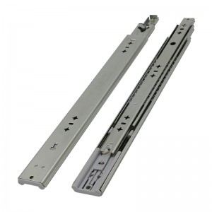 Furniture Hardware 53mm 3-fold Full Extension Soft Close Telescopic Drawer Slides
