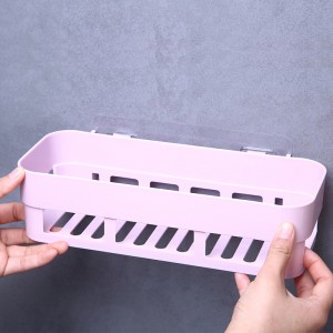 bathroom accessories living room Wall Mounted Suction Plastic Storage Rack shelf traceless tape plastic bathroom wall shelf