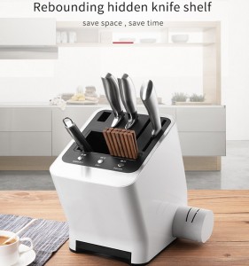 Amazon Hot Multi-function UV Disinfection Knife Holder Kitchen Appliances Hot Air Dryer Clear Knife Block Set