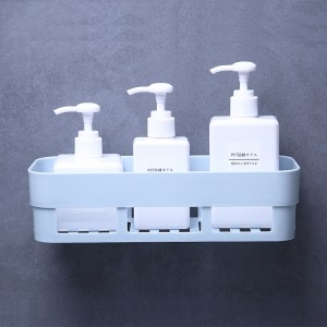 bathroom accessories living room Wall Mounted Suction Plastic Storage Rack shelf traceless tape plastic bathroom wall shelf