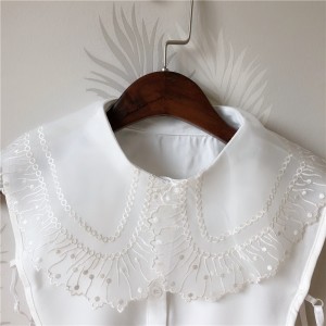 Direct sales water soluble embroidery polyester white detachable clothing accessories round neck fake faux collar collars