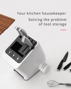 Amazon Hot Multi-function UV Disinfection Knife Holder Kitchen Appliances Hot Air Dryer Clear Knife Block Set