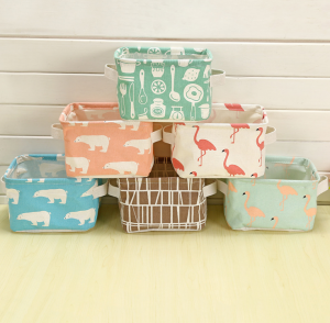 Domestic cotton linen portable desk daily necessities foldable storage box