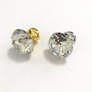 Aluminium furniture hardware 30mm diameter crystal round cabinet gold pull knob