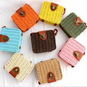 Hotting Candy Color Shoulder Bag Handmade Straw Bags Mini Woven Flap Sweet Pastoral Style Rattan Bag