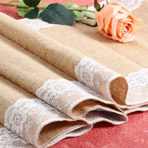 Burlap Lace Hessian Rustic Jute Wedding Party Baby Shower Dining Decoration Table Runner