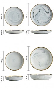 Hot Sale Nordic Style Golden Edge Dishes & Plates Porcelain Dinnerware Sets Luxury Round Dinner Set Dinnerware