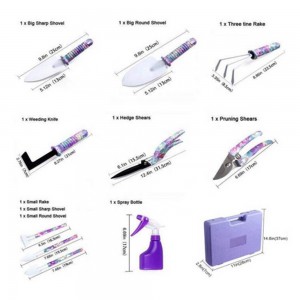 10 pcs Multifunction Purple Flower Women Plastic Box Ladies Garden Tool Set garden equipment and tools