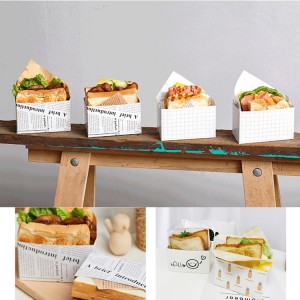 Wholesale Food Grade Hamburger Sandwich Packaging Box Disposable Take Away Paper Packaging Bag for Food