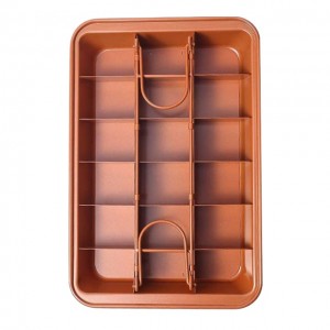 Non Stick Brownie Cake Baking Pan Bread Pan with Dividers Built-In 18 Slicer Carbon Steel Bakeware for Oven Baking Brownie Maker