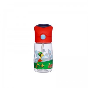 Custom logo 400ml bpa free bottles plastic kids water bottle with straw cute printing child drink water bottle