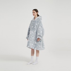 OEM Factory Free Sample Customized Cat Oversized Wearable Blankets With Sleeves Hoodie Blanket