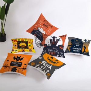 Halloween Geometric Shaped Striped Black Orange Home Decor Custom Printed Pillowcases Pillow Case Square Cushion Cover For Sofa