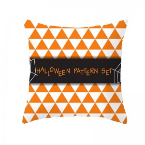 Halloween Geometric Shaped Striped Black Orange Home Decor Custom Printed Pillowcases Pillow Case Square Cushion Cover For Sofa