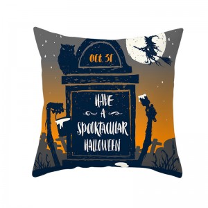 Halloween Geometric Shaped Striped Black Orange Home Decor Custom Printed Pillowcases Pillow Case Square Cushion Cover For Sofa
