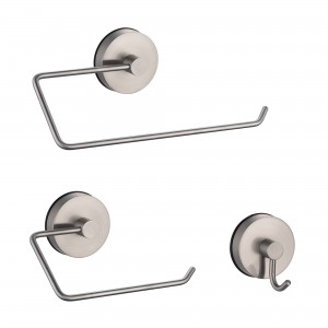 3-Piece Vacuum Suction Cup 304 SUS Stainless Steel Bathroom Accessory Hardware Set Drill Free Bathroom Accessories