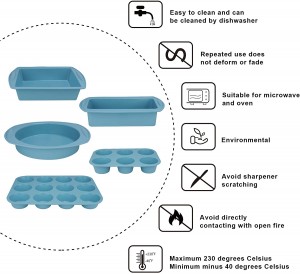 Lovely Kitchen silicone baking & pastry tools kit bakeware sets Muffin Bread loaf Pans Mold Trays