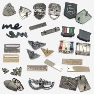 Garment Accessories Custom Metal Clothing Logos Labels Name Tag, Sewing Metal Garment Label Plate Tags for clothing