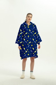 Comfortable Unisex Sweatshirt Wearable Blanket Polyester Printing Hoodie Hooded Blankets For Adult