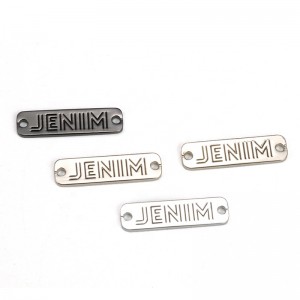 Custom Garment Label Name Brand Charm Plated Gold Engraved Logo Metal clothing labels gold Tag Accessories