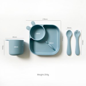 food grade Baby Feeding 4 Sets silicone Plate Bowl And Spoon Dinner Tableware Bpa Free Children Bibs Silicone Dinnerware