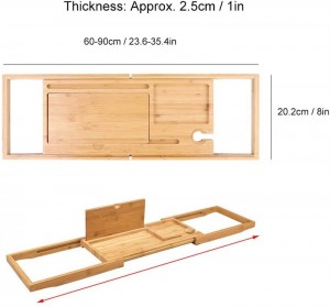 Luxury Bamboo Bathroom Accessories Non-slip Bath Tub Tray bamboo bath caddy tray