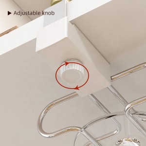 Save space 304 stainless steel wall-mounted adjustable goblet holder hanging wine glass rack kitchen storage