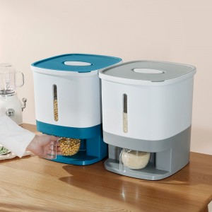 10KG Sealed Rice Bucket Dispenser Box Transparent Visible Moisture Proof Storage Food Grain Rice Container